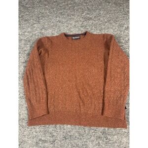 Barbour Sweater Womens Large Rust Orange Cable Knit Wool Linen Blend Soft Warm
